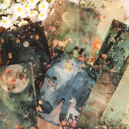 DIY Scrapbook Kit - A5 Papers Transparent Acid Papers  Fantasy Forest Stickers - ZOOMNSTORE