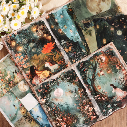 DIY Scrapbook Kit - A5 Papers Transparent Acid Papers  Fantasy Forest Stickers - ZOOMNSTORE