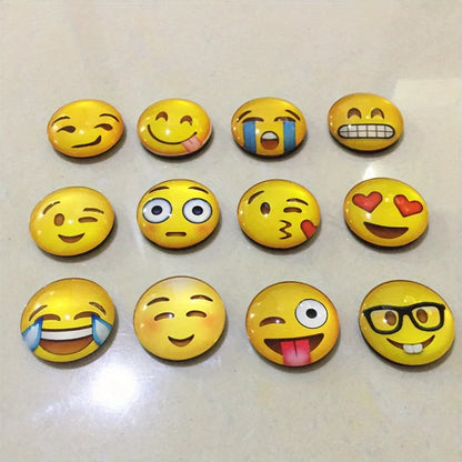 12pcs Round Polystyrene Smile Face Fridge Magnets - Adorable Decorative Magnets for Kitchen, Office, Whiteboard, Locker, Cabinet