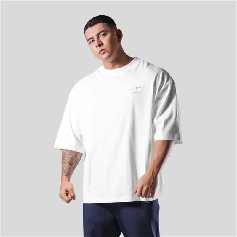 TEAM LYFT Silver Letter Logo Print Comfortable Cotton Men GYM T-Shirt O-Neck Short Sleeve T Shirt M-3XL Man T-shirts Tops Tees