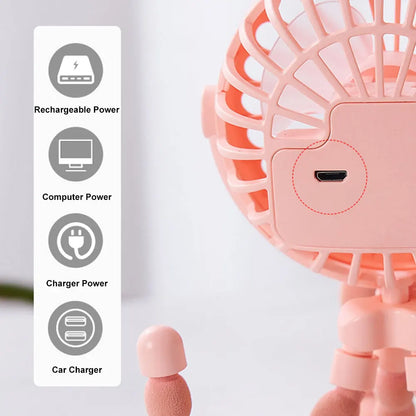 Baby Stroller Fan with Flexible Tripod Portable Handheld Fan USB Charging Mini Desk Cooling Fan 500mAh for Baby Stroller Student