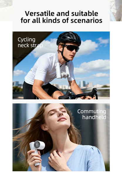 Detachable Ice-Cool Neck Fan, 360° Cooling with Freezable Ice Ring , 3 Speeds, Large Battery, Hands-Free for Outdoor, Commuting