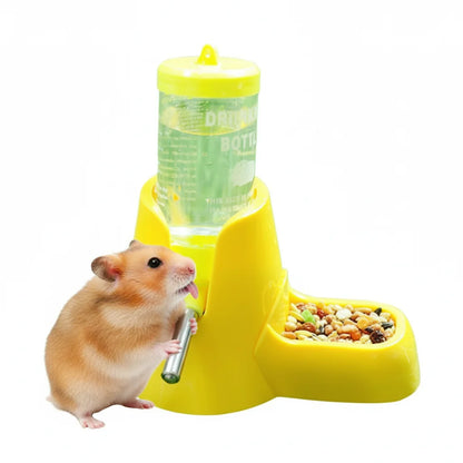 Automatic Small Animal Water Bottle Leak-Proof With Food Bowl - Hamster Guinea Pig Rat Drinking Water Dispenser
