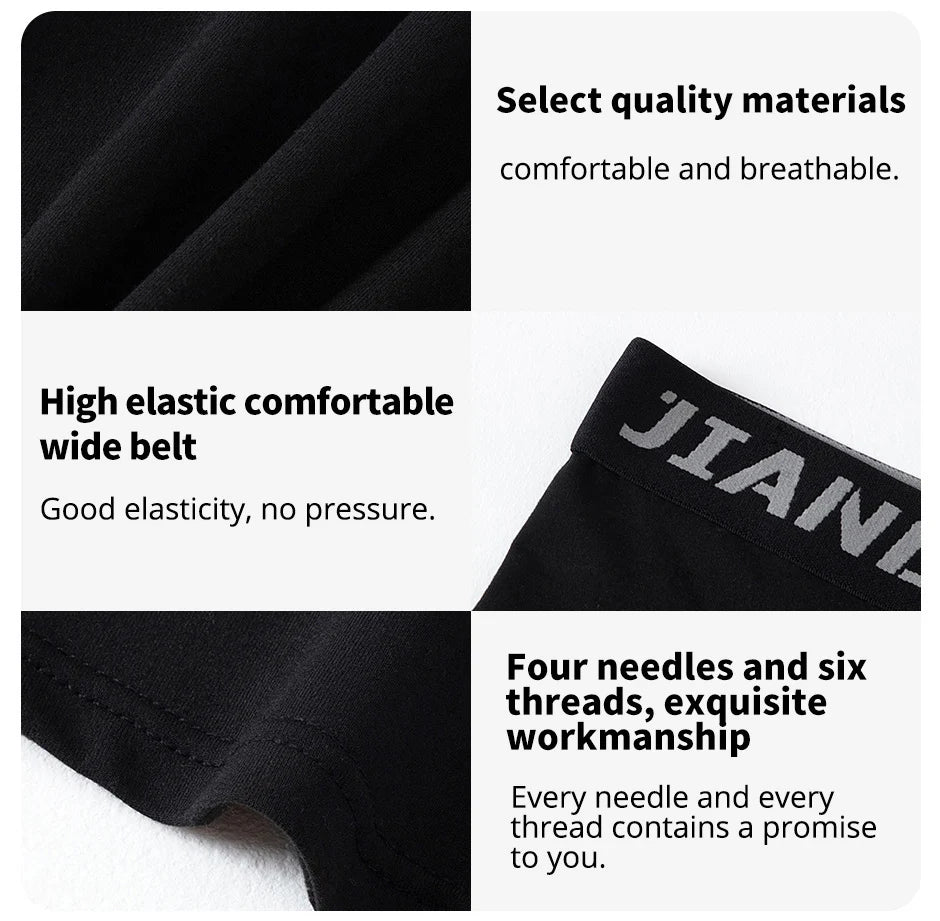 5piece Set Of Men's Classic Black And White Elastic Long Underwear Quick Drying Comfortable Sporty Youth Trend Flat Corner Pants