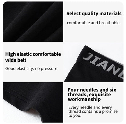 5piece Set Of Men's Classic Black And White Elastic Long Underwear Quick Drying Comfortable Sporty Youth Trend Flat Corner Pants