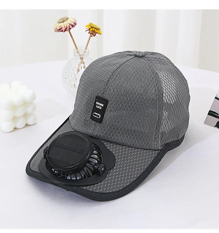 Solar Charging Fan Hat - Breathable Mesh UV Protection Baseball Cap for Men Women, Summer Outdoor Sun Hat
