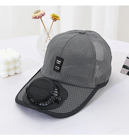 Solar Charging Fan Hat - Breathable Mesh UV Protection Baseball Cap for Men Women, Summer Outdoor Sun Hat