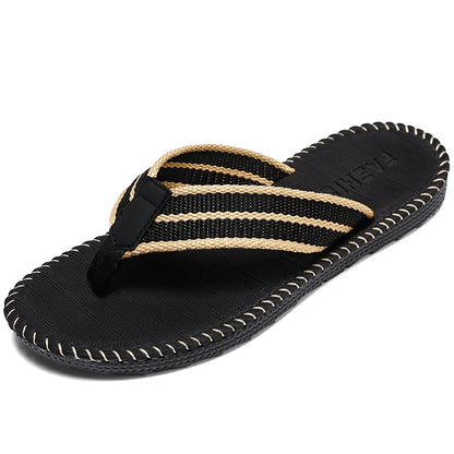 Men's flip flops summer new lightweight rubber woven slippers fashion casual outdoor sandals breathable anti slip beach shoes