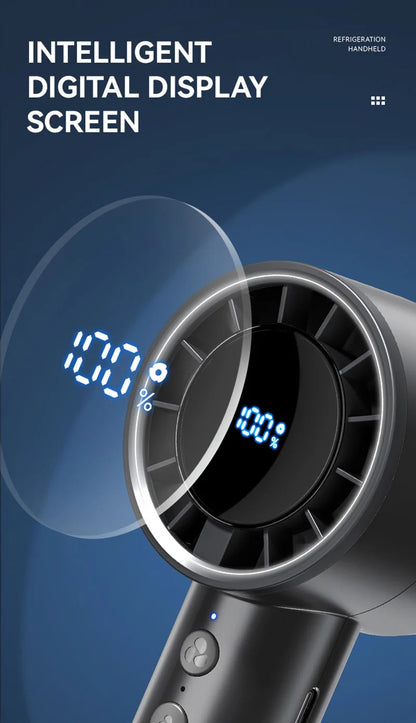 Small Fan Refrigeration Air Conditioner Portable Silent High-speed Led Display High Wind Power USB Charging Fan Handheld