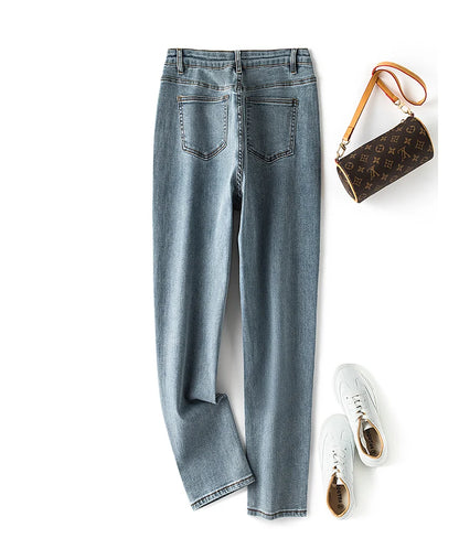 Plus Size Women Autumn Washing loose stretchy pant 5XL 6XL women 100kgs trouse boyfriend Black Large Size Ladies Denims Jeans