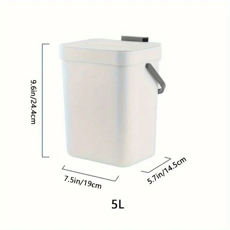 Hanging Small Trash Can with Lid - Under-Sink Food Waste Bin for Kitchen and Bathroom
