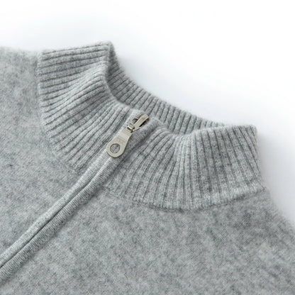 CHICUU Men's 100% Cashmere Sweater Zipper Pullover Mock Neck Long Sleeve Basic Cashmere Knitwear Autumn Winter Clothing Tops