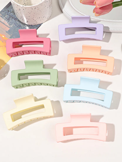7Pcs 3.4" Medium Square Hair Claw Clips for Women Thick Thin Hair,Strong Hold Matte Banana Jaw Clips Hair Accessories