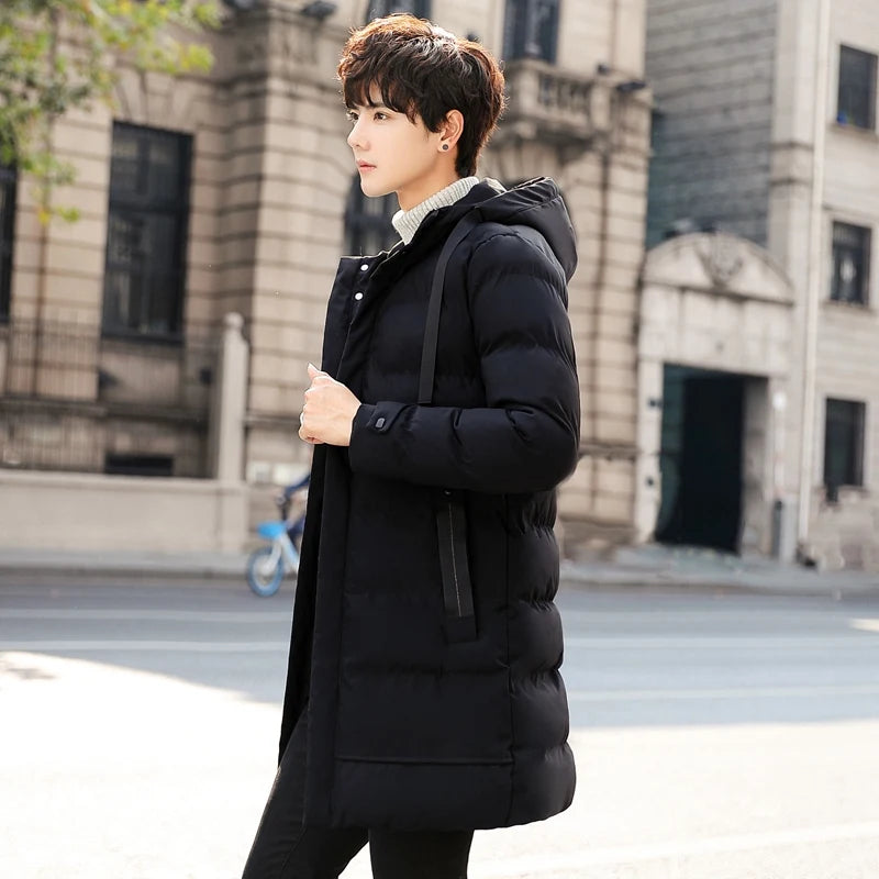 Mid-length New Thickened Hooded Jacket for Winter Men Warm Cotton-padded Jacket for MenLeisureDown Mountaineering Overcoat Men
