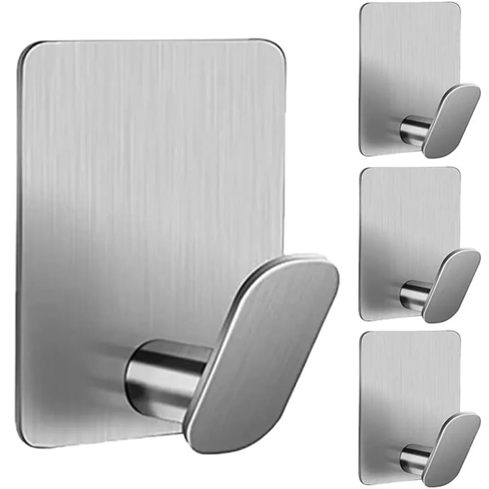 Heavy Duty Wall Hooks - Stainless Steel Adhesive Towel  Clothes Hangers for Bathroom  Kitchen - ZOOMNSTORE