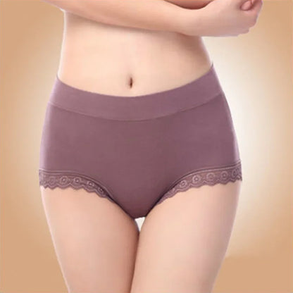 Ruffles Lace Underwear Woman High Waist Middle Aged Mother Spring Summer Modal Briefs Comfortable Panties Нижнее Бельё Женское