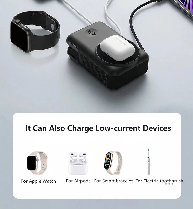 Solid-state Battery Qi2.2 25W Magnetic Wireless Power Bank PD65W Fast Charger for iPhone 17 iWatch Laptop Powerbank with AC Plug