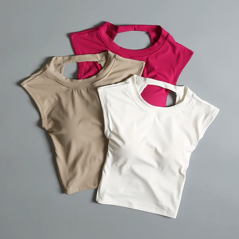 Backless Sports T-Shirt – Women's Slimming Yoga Top With Quick Dry Vest