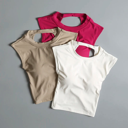 Backless Sports T-Shirt – Women's Slimming Yoga Top With Quick Dry Vest
