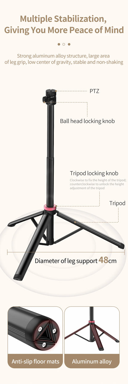 Ulanzi MT-79 Extendable Tripod with 1/4'' Screw for DSLR Camera Smartphone Fill Light Microphone Tripod