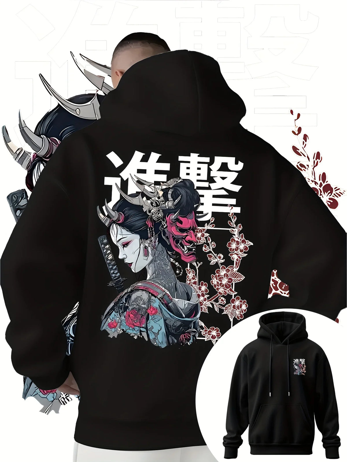 Japan Samurai Anime Harajuku Y2K Men Women Pullover Hoodie Street Casual Sport Loose Daily Autumn Winter Sweatshirt Top Clothes