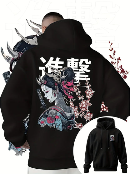 Japan Samurai Anime Harajuku Y2K Men Women Pullover Hoodie Street Casual Sport Loose Daily Autumn Winter Sweatshirt Top Clothes