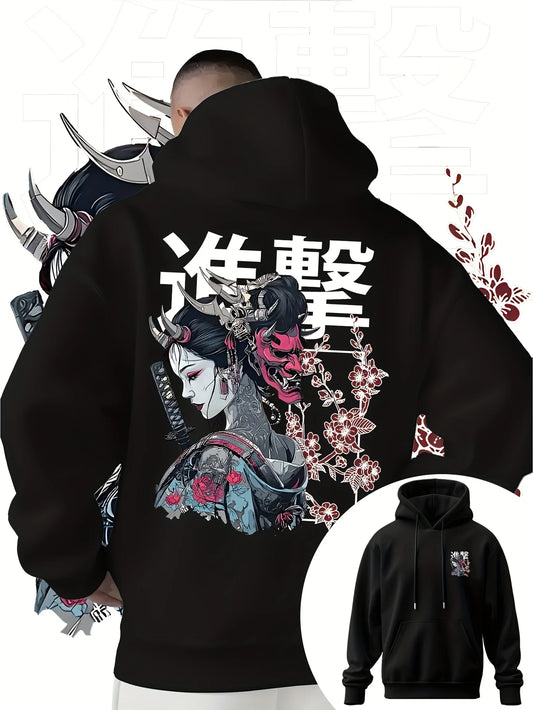Japan Samurai Anime Harajuku Y2K Men Women Pullover Hoodie Street Casual Sport Loose Daily Autumn Winter Sweatshirt Top Clothes