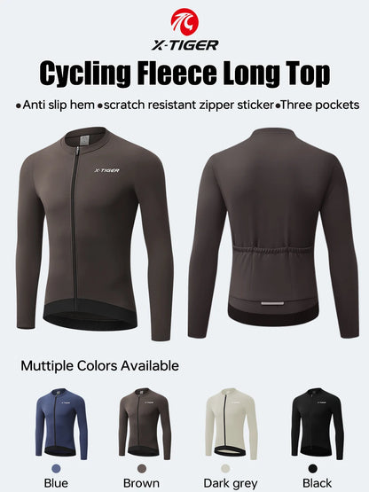 Winter Cycling Jersey - Men's Fleece Bike Jacket With Full Zipper & Pockets