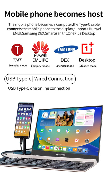 Portable Gaming Monitor 14.1 Inch IPS Screen Extended Display with Dual Speakers