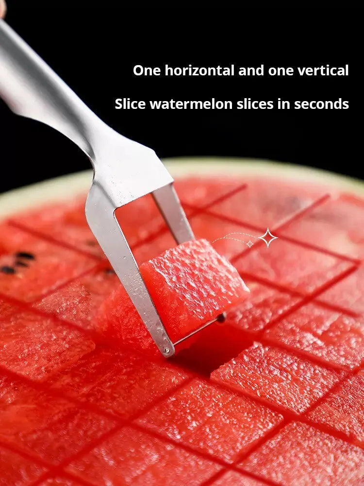 2-in-1 Watermelon Slicer & Fork – Stainless Steel Fruit Cutter