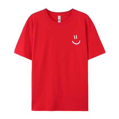 Men Graphic T Shirt - Minimalist Smile Print Cotton Tee | Breathable Summer Casual