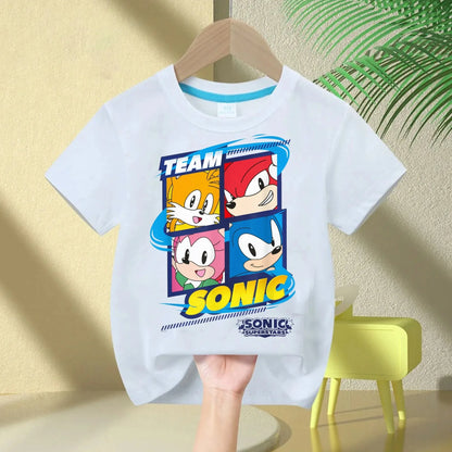 Sonic The Hedgehog Kids T-Shirt Anime Print Cotton Short Sleeve Boy Girl Summer Casual Top Gift