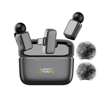 Mini Wireless Lavalier Microphones with Charging Case Clip-on Lavalier Microphone Wireless for Video Recording, Vlogging