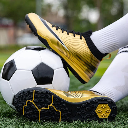 Men Football Boots – Lightweight Leather Soccer Shoes With Ankle Support Cleats