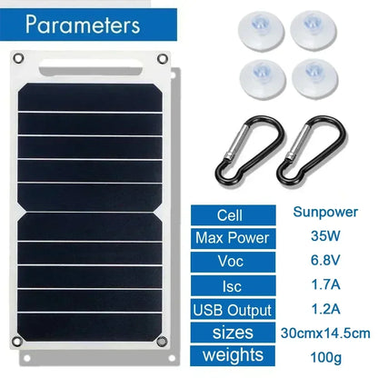 (U.S Stock) 35W Portable Foldable Solar Charger Panel Dual USB Ports Fast Charging  Power Bank iPhone Camping Outdoor Travel