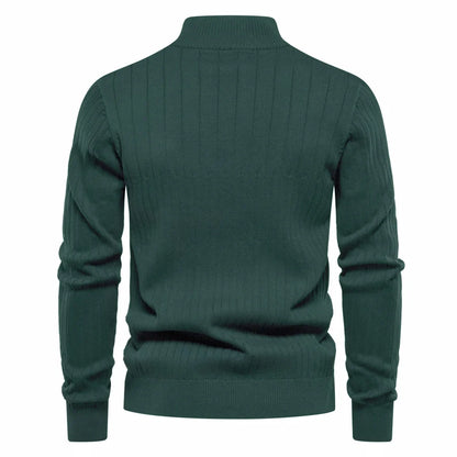2023 New Autumn Zipper Pullover Sweaters for Men High Quality Warm Winter Stand Collar Cotton Knitted Sweater Men