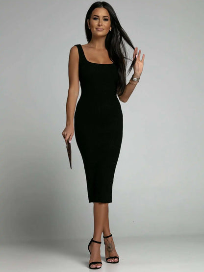 Minimalist T-Shirt Dress - Summer Casual Loose Pocket Sheath Mid-Calf Length