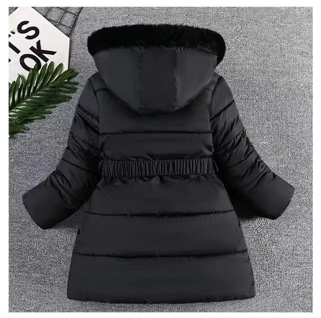 Winter Girls Jacket - Heavyweight Kids Coat With Detachable Hood & Plush Collar