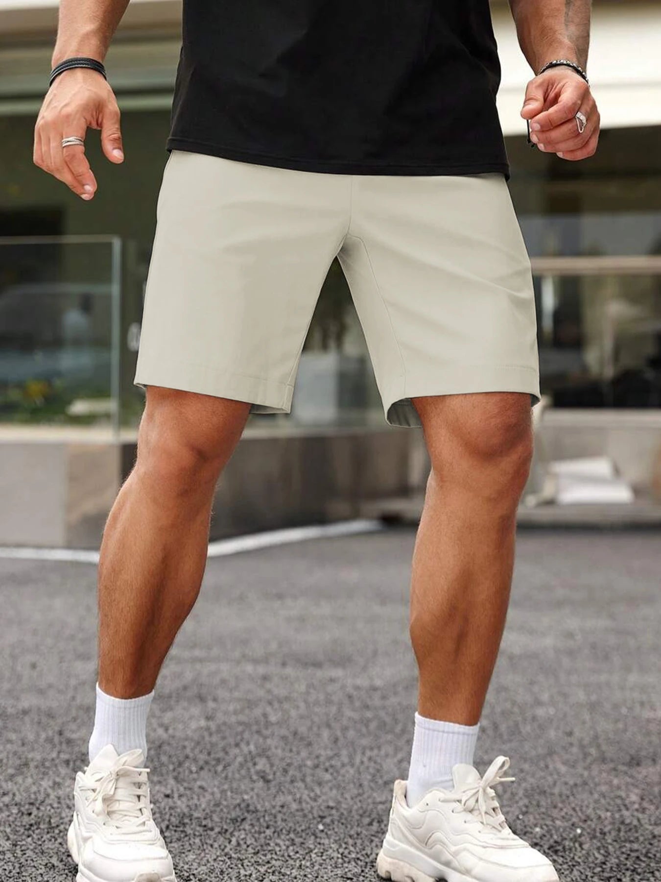Summer Men's Lightweight Stretch Casual Golf Shorts Comfortable Knee Pants for Hiking Business Streetwear