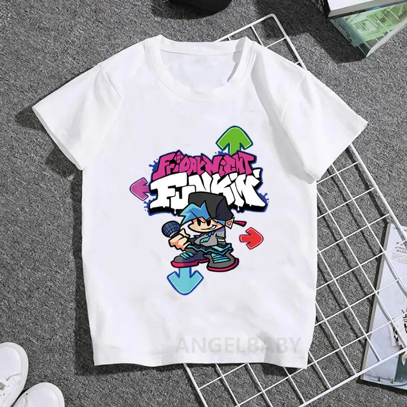 Hot Game Friday Night Funkin Cartoon Kids T shirt Girls Summer Fashion Tops Baby Boys Clothes Children Short Sleeve T-shirt