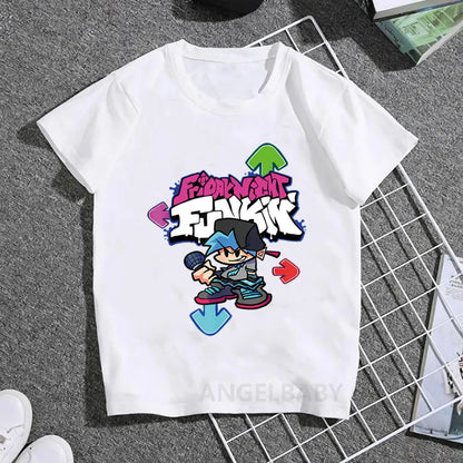 Hot Game Friday Night Funkin Cartoon Kids T shirt Girls Summer Fashion Tops Baby Boys Clothes Children Short Sleeve T-shirt