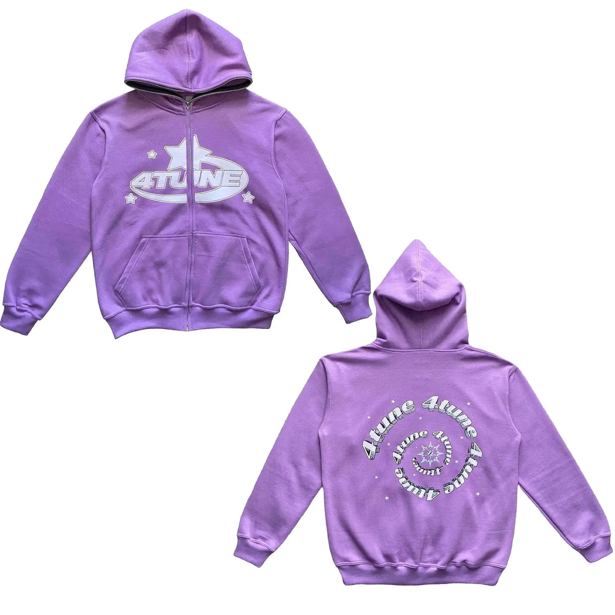 New Clothes 4tune Star Letter Print Retro Oversized Hoodie Man Y2K Street Hip-Hop Color Harajuku Casual Zipper Women Sweatshirt