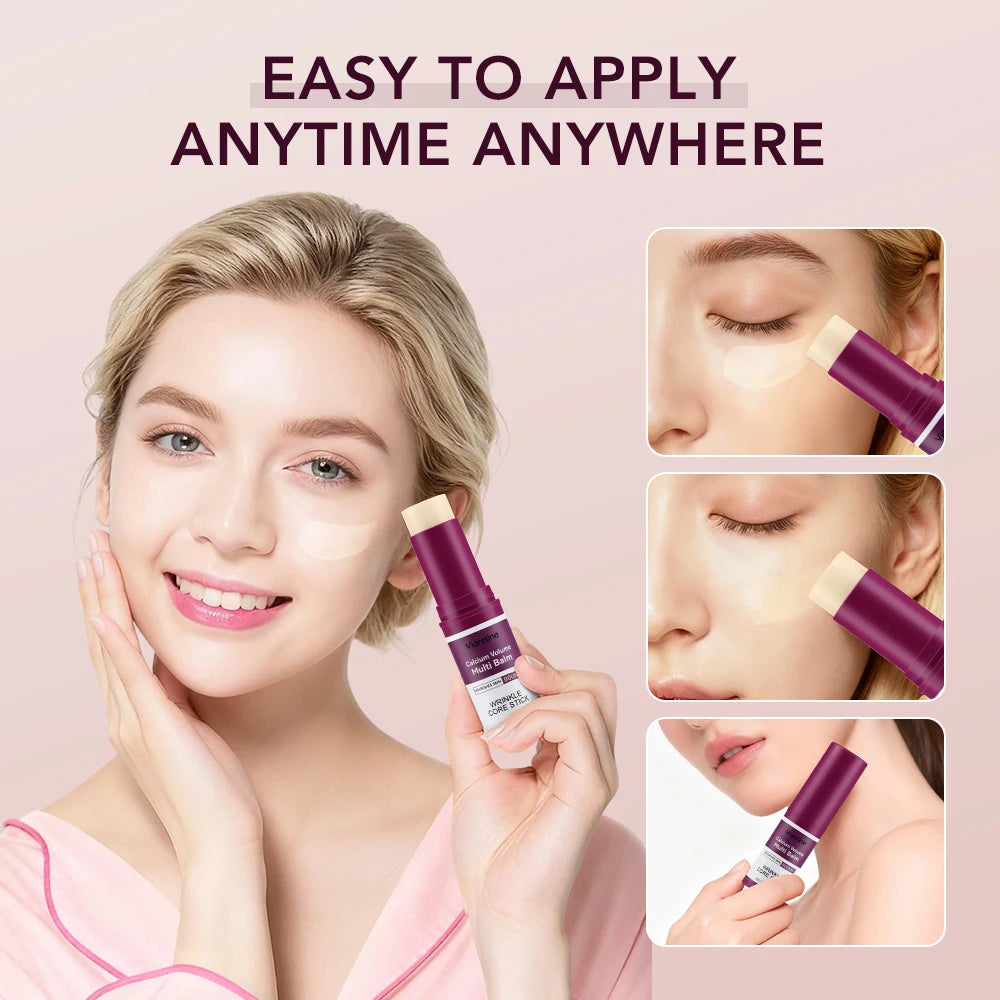 Calcium Volume Multi Balm Korean Skincare Stick,Face & Eye Cream,Collagen Deep Moisturizing Anti-Wrinkle,Suitable for Pre Makeup
