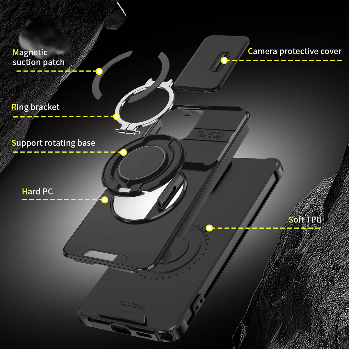 Phone Case for Samsung Galaxy S26 S23 S22 S21 Ultra S26 Edge S26 S25 S24 Plus S25 FE 360 Degree Rotating Magnetic Bracket Cover