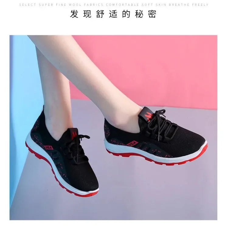 Vulcanize Shoes Women Platform Sneakers Summer Light Breathable Mesh Sports Shoes Ladies Outdoor Wear-resistant Jogging Trainers