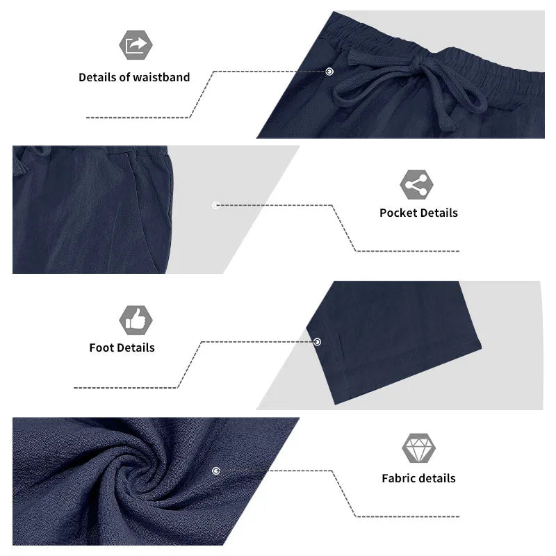 Men's Autumn Loose Trend Linen Solid Color Simple Lapel Long-Sleeved Shirt Beach Trousers Set