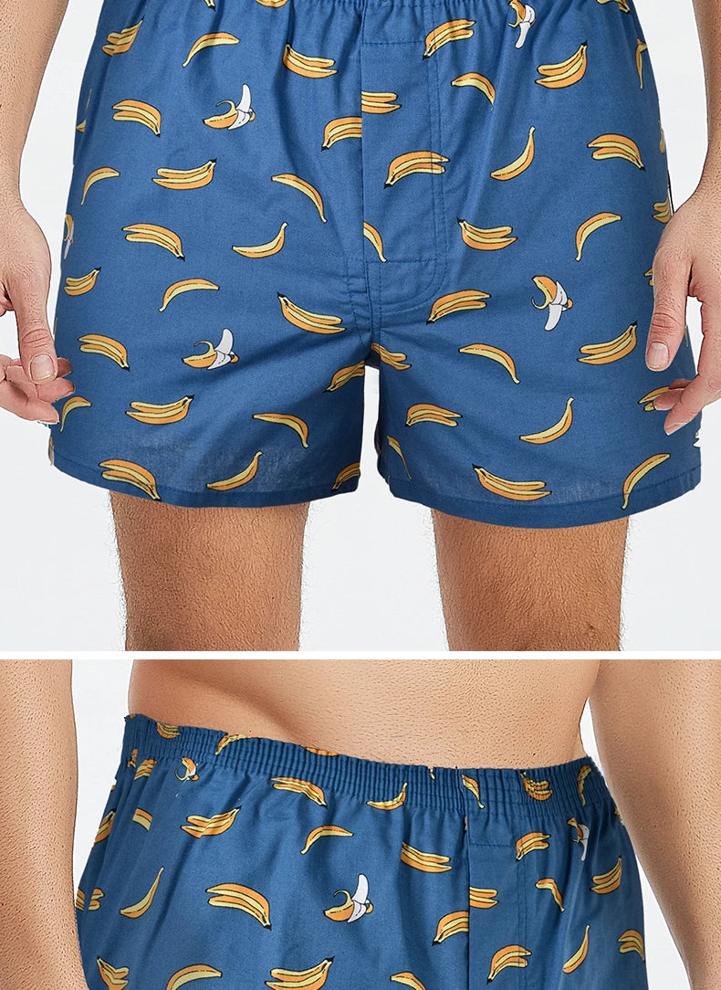 Men's Boxer Shorts Men Underwear 100% Cotton Loose Short Home Wear Comfortable Boxer Short Printed Men's Underwear Men Boxerpure