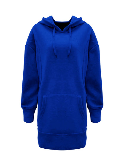Oversized Hoodie Dress Women Loose Long Sleeve Pocket Drawstring Sweatshirt Dress Casual Streetwear Daily Wear Warm Pullover