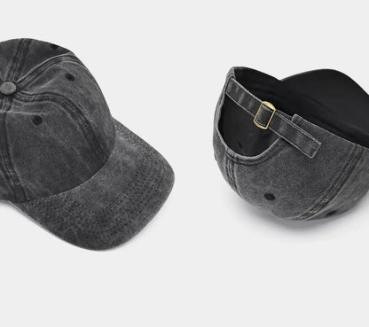 Sunscreen Water Washed MEN'S Baseball Cap with a Small Face, Retro Distressed and Versatile Trendy Duck Tongue Hat, MEN'S Big He