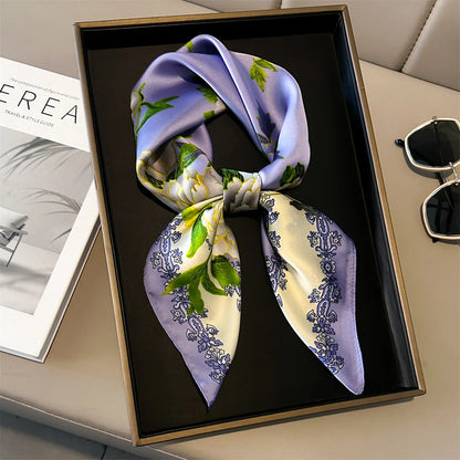 Luxury Silk Square Scarf - Womens Satin Neckerchief  Hair Wrap 2023